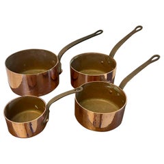 Antique 19th Century French Set of Four Copper Pans