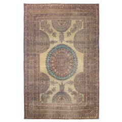 Tapis persan Kirman Laver du 19ème siècle