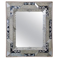 Antique Italian Venetian Rectangular Mirror with Antique Patinated Glass