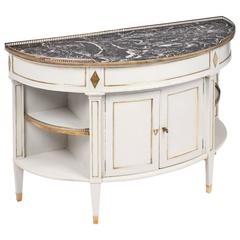 French Antique Directoire Marble-Top Demilune Sideboard