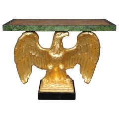 Fine Water Gilded George II Carved Walnut and Faux Marble Eagle Console Table