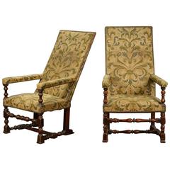 Pair of Antique French Carved Wood Armchairs