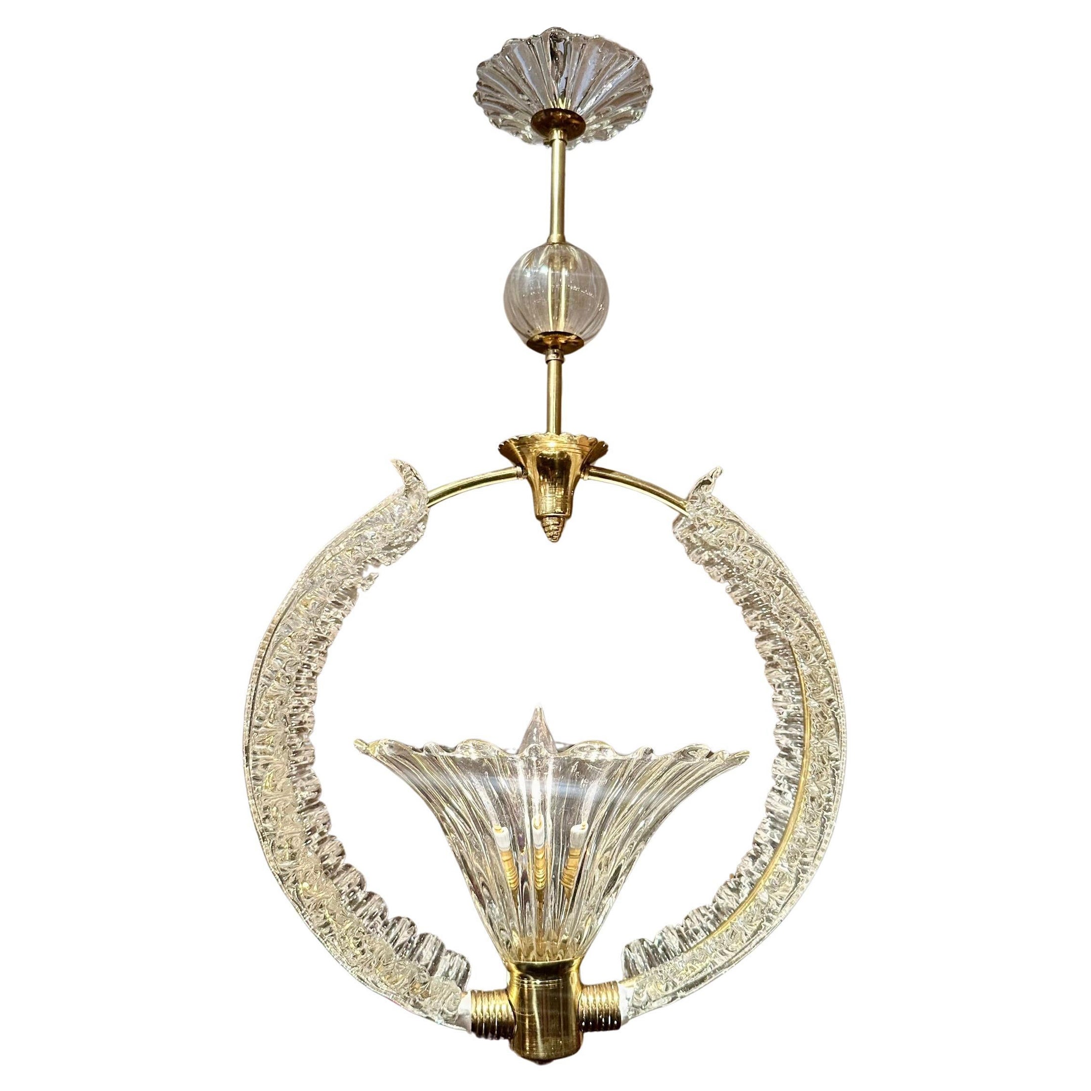 Estate French Art Deco Crystal Chandelier, Circa 1940.