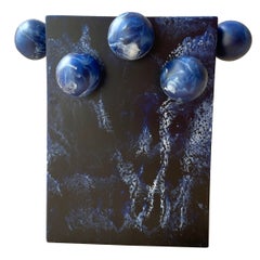 Rectangle Bubble Vase in Navy Blue Resin by Paola Valle