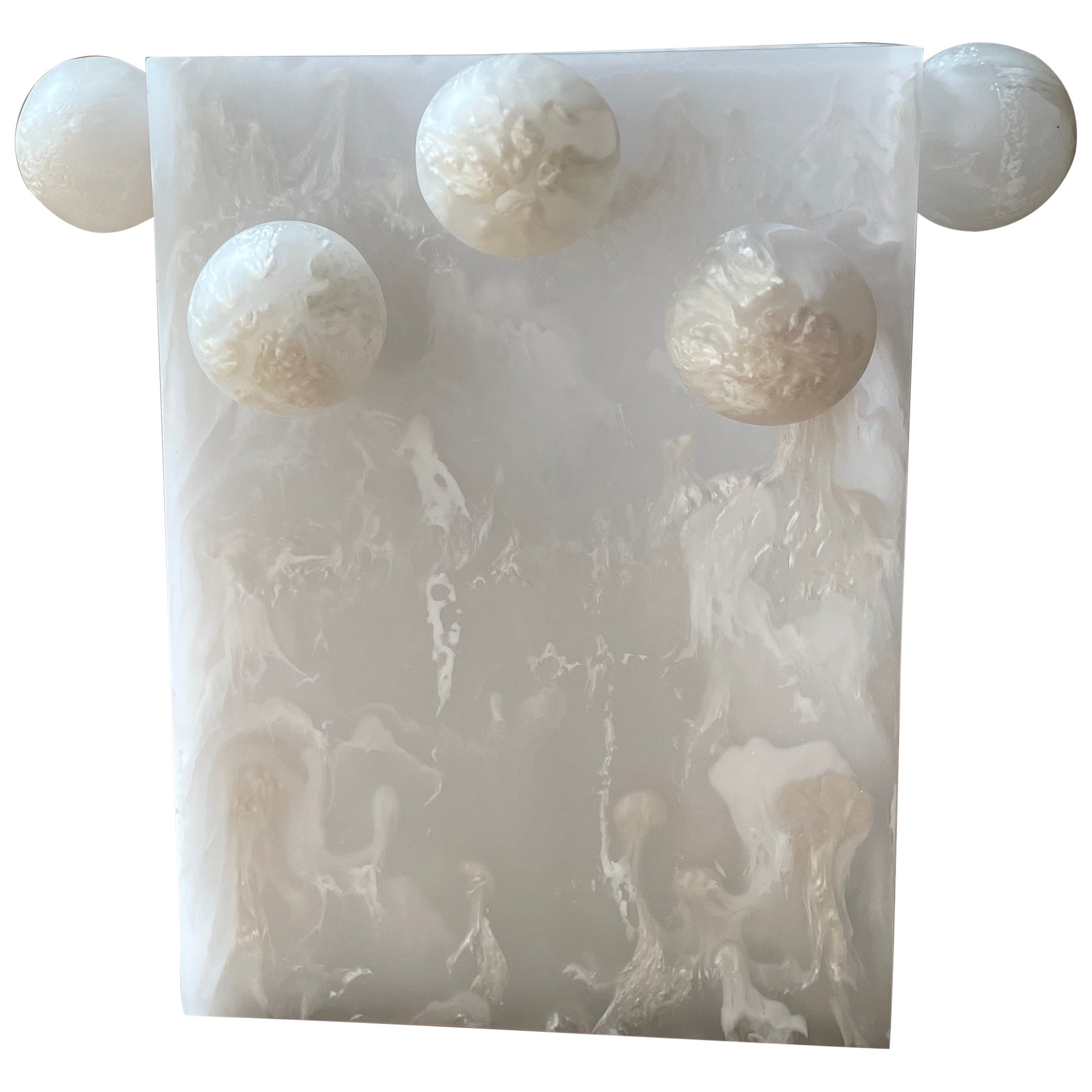 Rectangle Bubble Vase in White Resin by Paola Valle