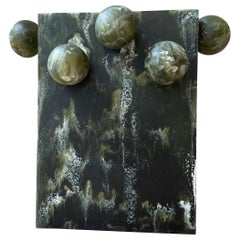 Rectangle Bubble Vase in Dark Green Resin by Paola Valle