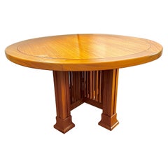 Frank Lloyd Wright for Cassina Taliesin Round Cherry Wood Dining Foyer Table