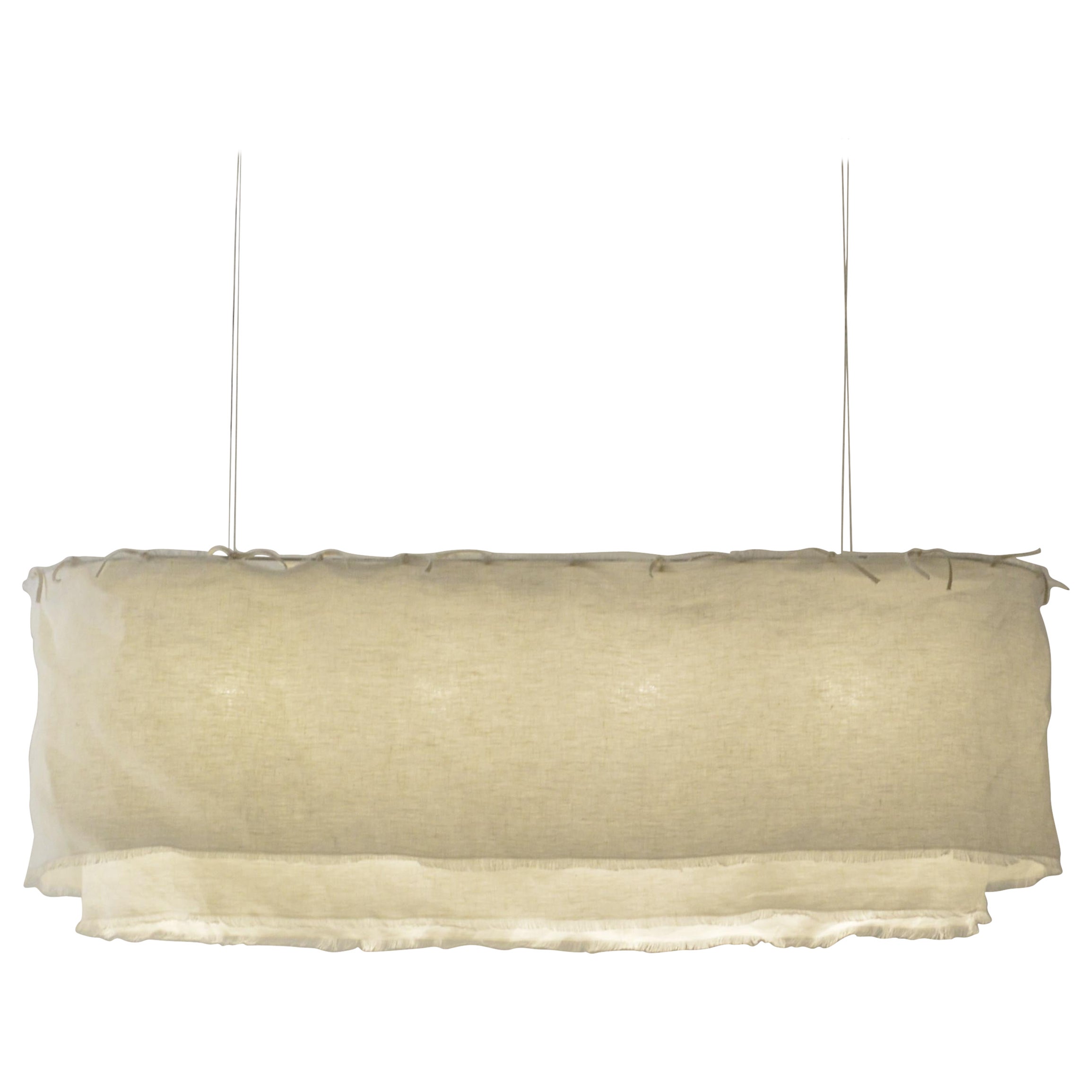 Brazilian contemporary minimalist prewashed linen pendant - oval