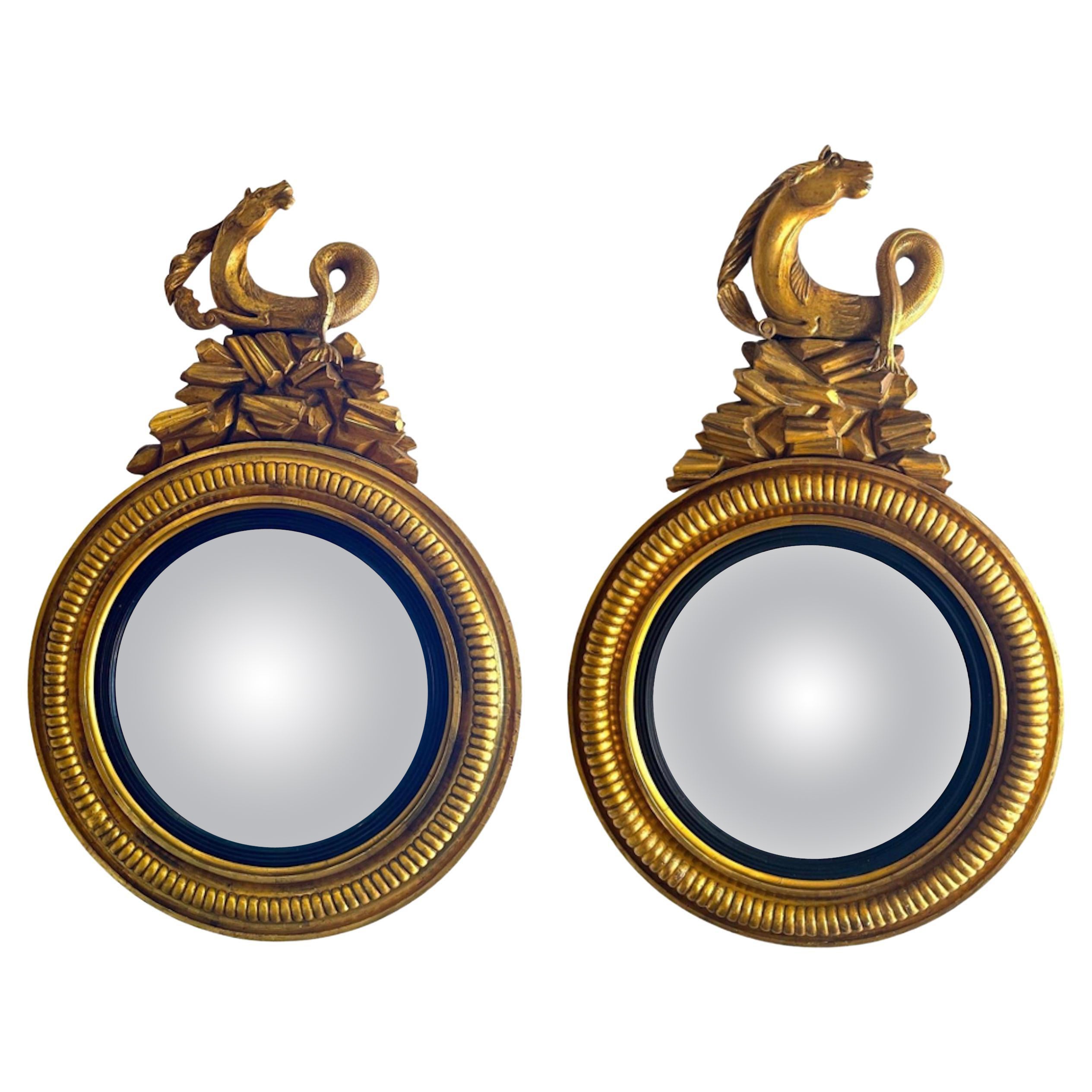English Regency Gilded Convex Mirrors For Sale