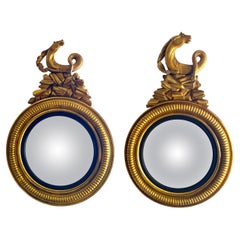 Miroirs convexes dorés de style Régence anglaise