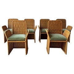 Vintage Modern Rattan Dining/Cafe Chairs, Set of 6
