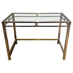 Neoclassical style chrome and brass desk. Italian work. Circa 1970