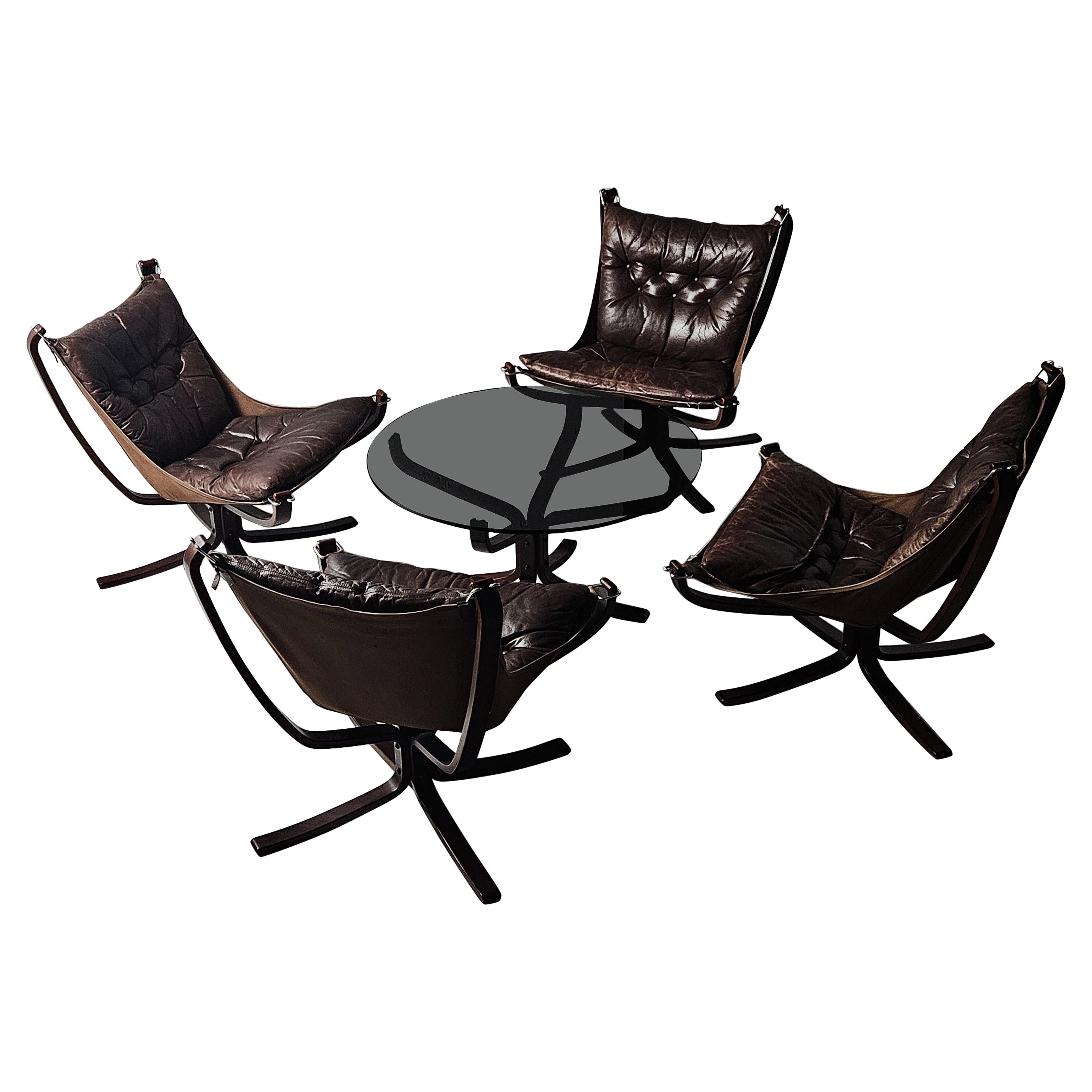 Norwegian lounge group of Falcon chairs by  Sigurd Resell, 1970s