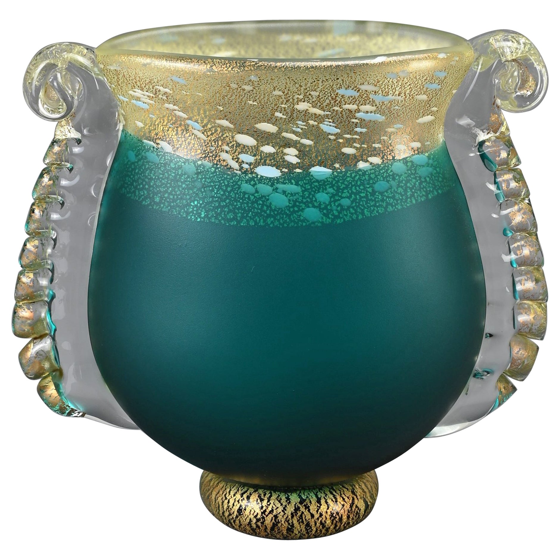Japanische Vase aus grünem Kunstglas von Kuniaki Kuroki Heisei aus der Zeit von Kuniaki im Angebot