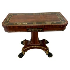 Magnificent Quality Antique George III Rosewood Brass Inlaid Card/Console Table