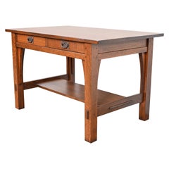 Gustav Stickley Antique Mission Oak Arts & Crafts Writing Desk or Library Table