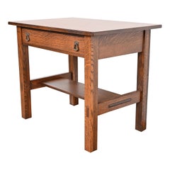 Lifetime Furniture Escritorio o mesa de biblioteca antiguos Mission Oak Arts & Crafts