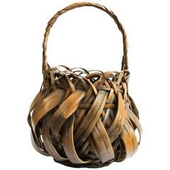 Antique Early 20th Century Red Bamboo Basket