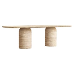 MESA DE COMEDOR ELYSIAN - 63" - Piedra Travertino, Beige, Mesa de Comedor Rectangular