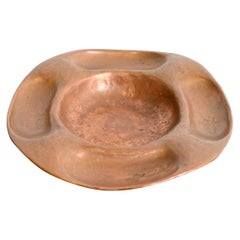 Signed Gustav Stickley Arts & Crafts Hammered Copper Ashtray or Catchall