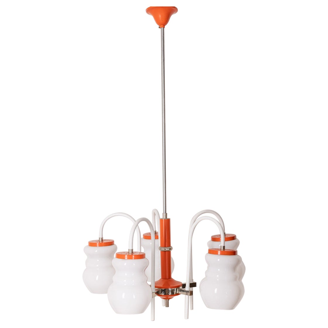 lustre vintage des années 70 en métal orange et verre design italien