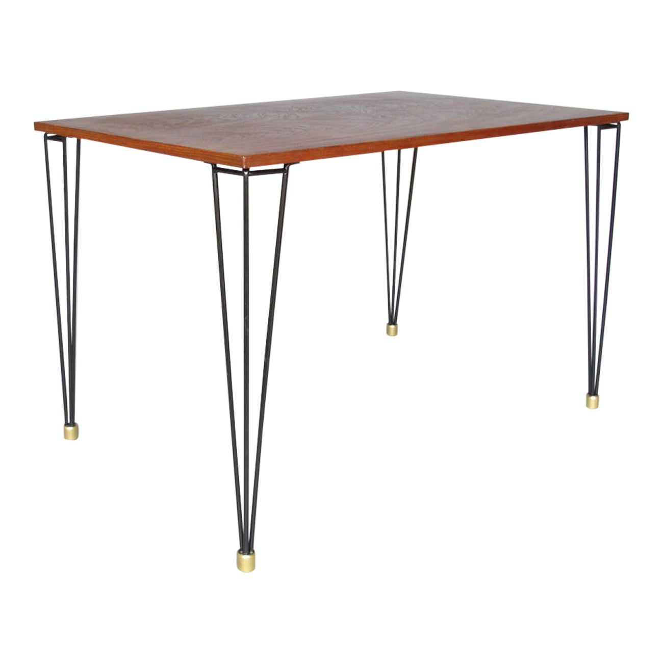 Französischer 1950er Jahre Schwarzer Metall und Wood Occasional / Schreibtisch