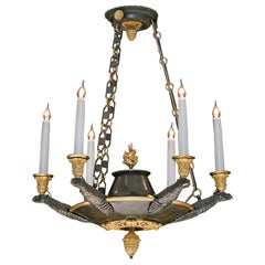 A Fine Ormolu And Bronze Empire Chandelier