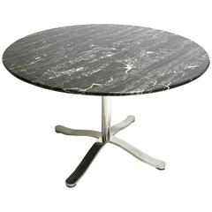 Nicos Zographos Alpha Pedestal Table with Stunning Black Marble Top