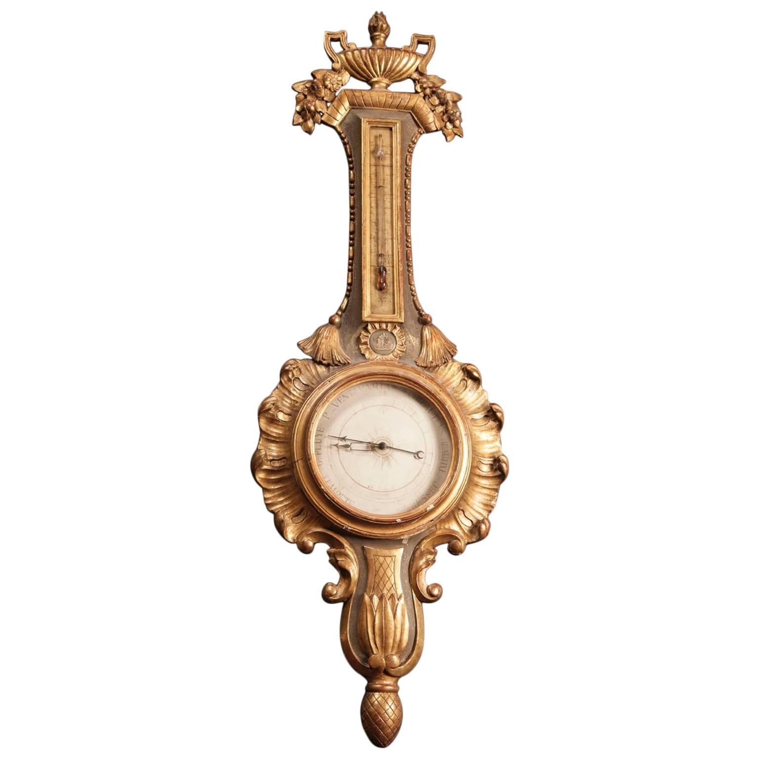 French 18th Century Gold Leaf Barometer For Sale