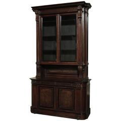 French Walnut China Buffet and Bookcase, circa 1860