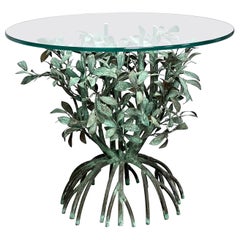 Copper Mangrove Sculptural Side Table with Glass Top