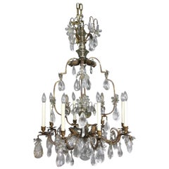 Louis XV Gilded Wrought Iron and Rock Crystal Chandelier
