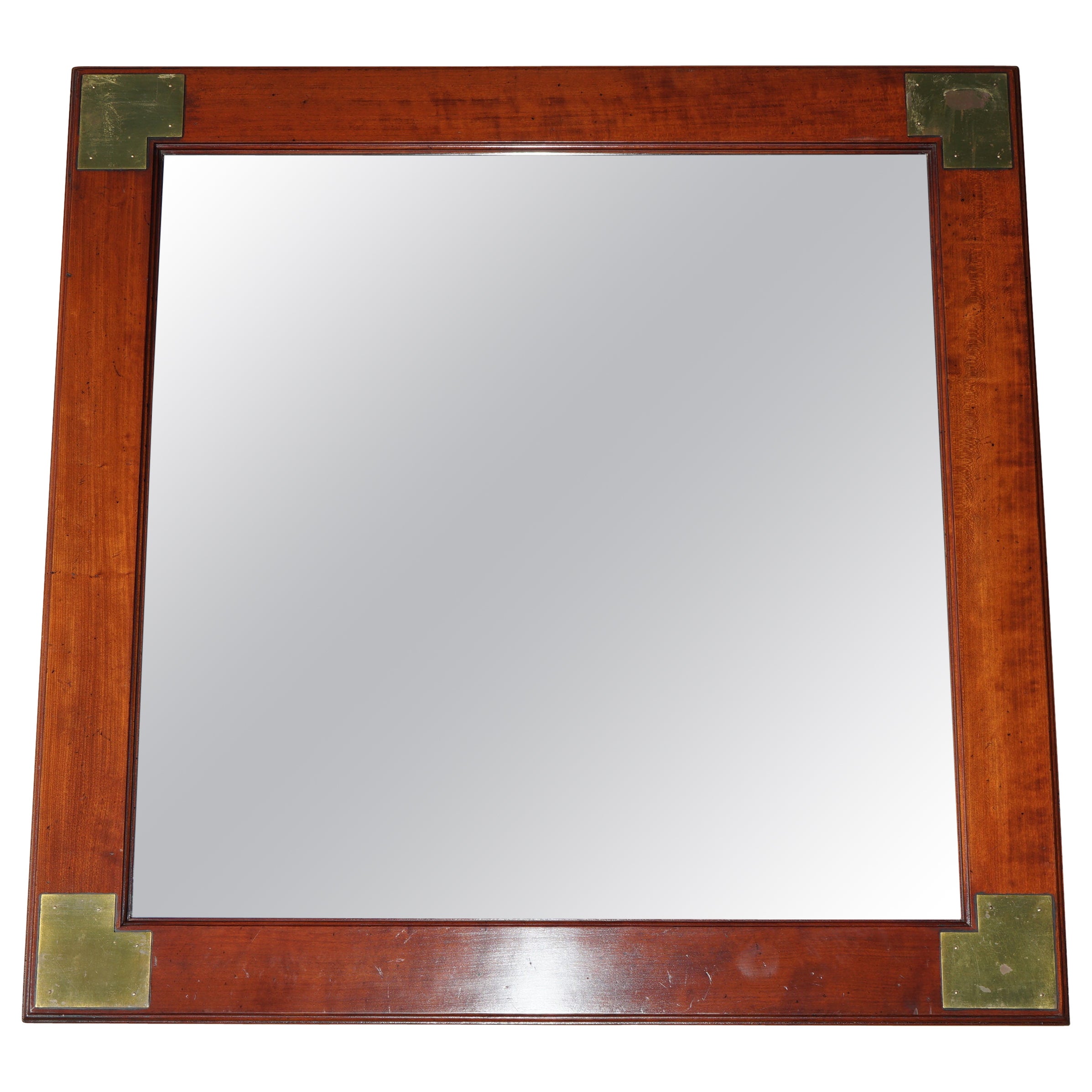 VINTAGE HARRODS KENNEDY MILITARY CAMPAiGN LARGE BRASS GLASS & HARDWOOD MIRROR im Angebot