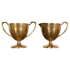 Art Deco Bronze Cream and Sugar Bowls by Dirilyte