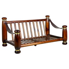 Wood and brass sofa structure in the style of Luciano Frigerio, Italy, 1970s