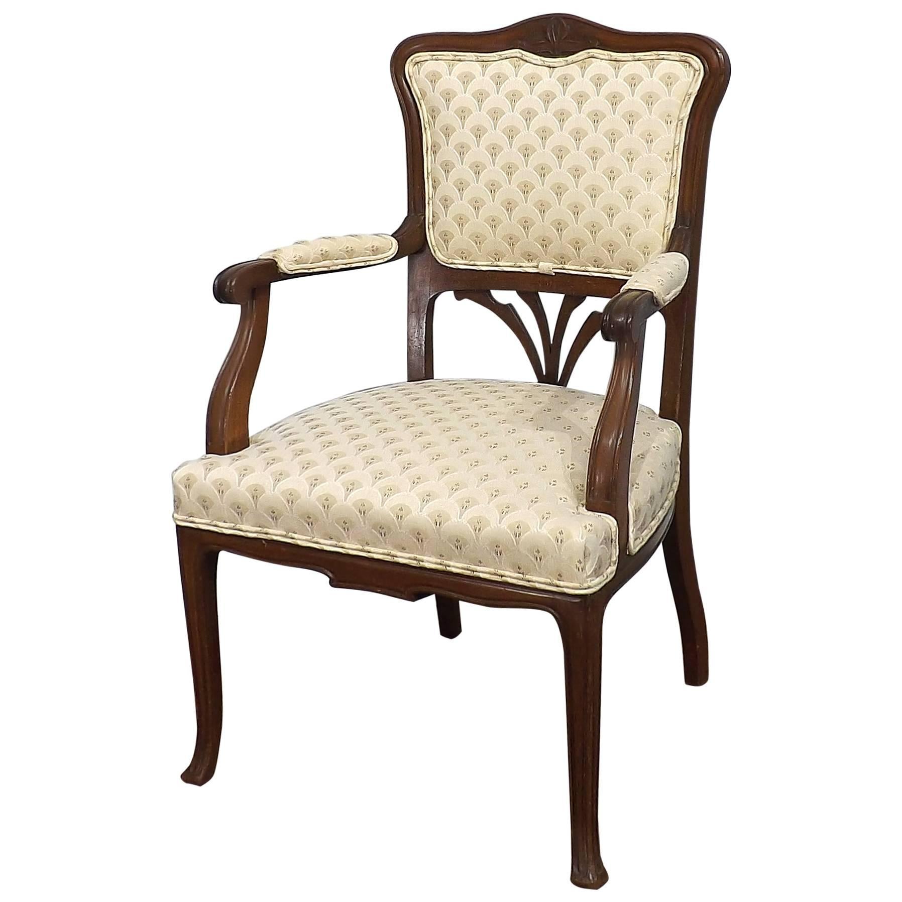 Art Nouveau Mahogany Chair For Sale