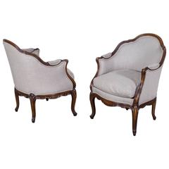 Pair of Louis XV Style Antique French Bergeres, circa 1875
