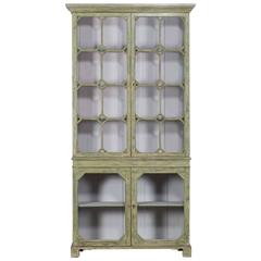 Antique George III English Painted Cabinet Bookcase, circa 1820