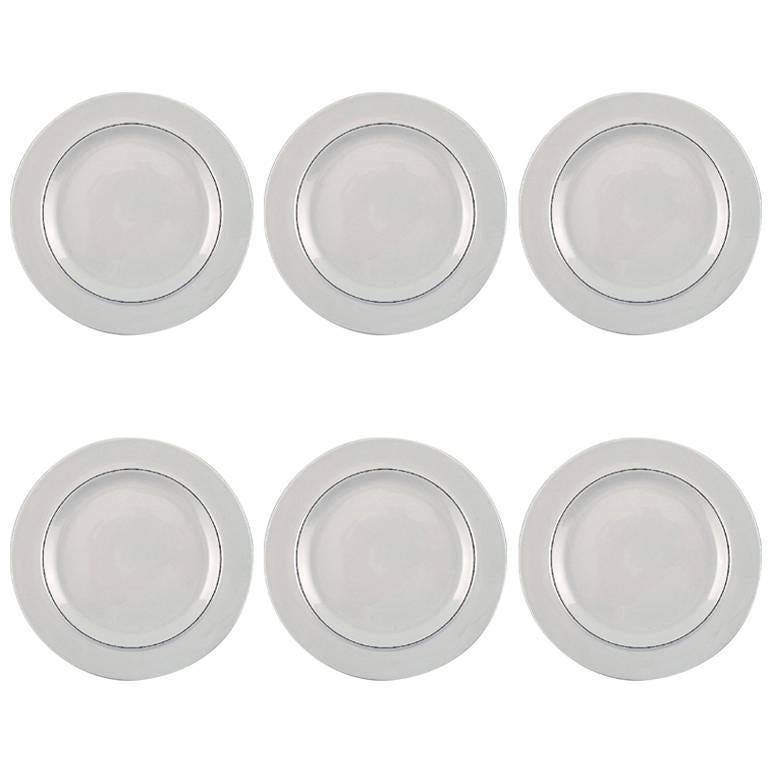 Four Lunch Plates, Aluminia Blue Line, Earthenware