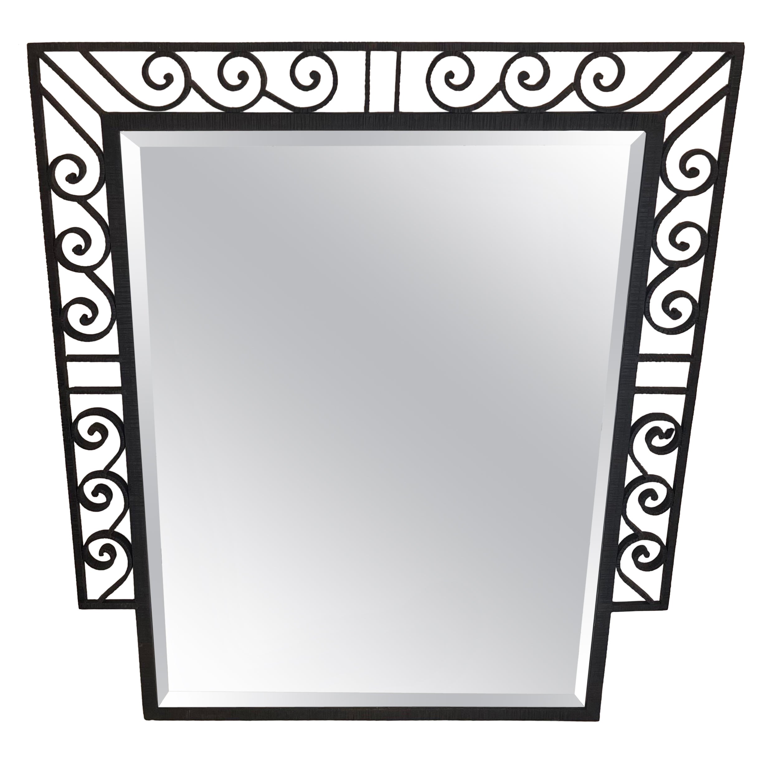 Wonderful French Art Deco Wrought Iron Mirror Manner Edger Brandt