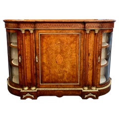 Antique English Gold Bronze Mounted Black Walnut Serpentine Credenza Circa 1870