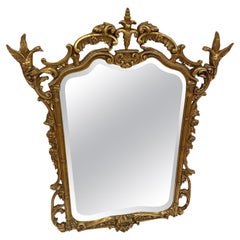 Stylish Large Gilded Asian Style Mirror with Birds