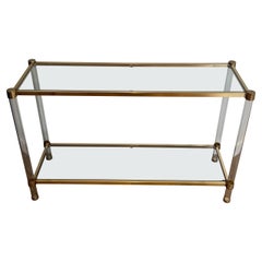 Lucite and gilt metal console. French work Circa 1970