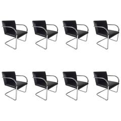 Set of Eight Mies Van Der Rohe/Brno Style Chairs Made by Thonet