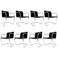 Set of Eight Mies Van Der Rohe Tubular Brno Chairs by Knoll Studio