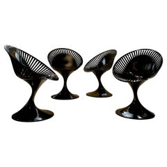 Vintage Set of Four Marcello Ziliani for Casprini Gloss Black Chairs