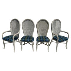Set of Pencil Reed Rattan Dining Chairs