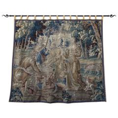 Antique 18th Century French Figural Tapestry on Iron Rod