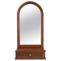 French Art deco wall cabinet in oak with mirror and drawer, 1930s