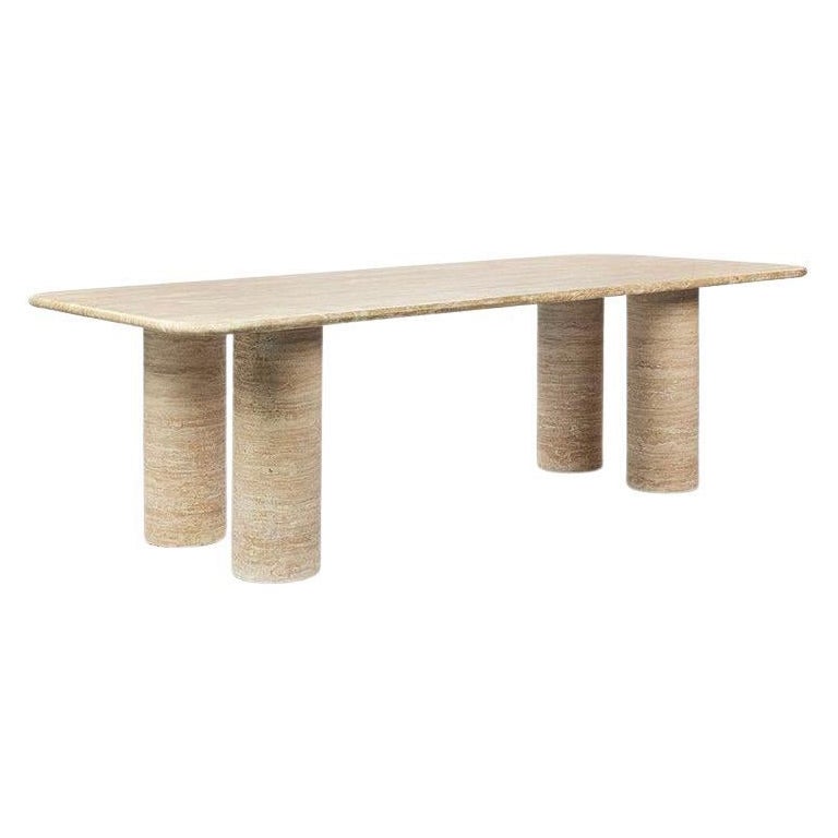 SOHO Travertine Stone Dining Table - 72” - Stain Resistant, Rectangular, Modern